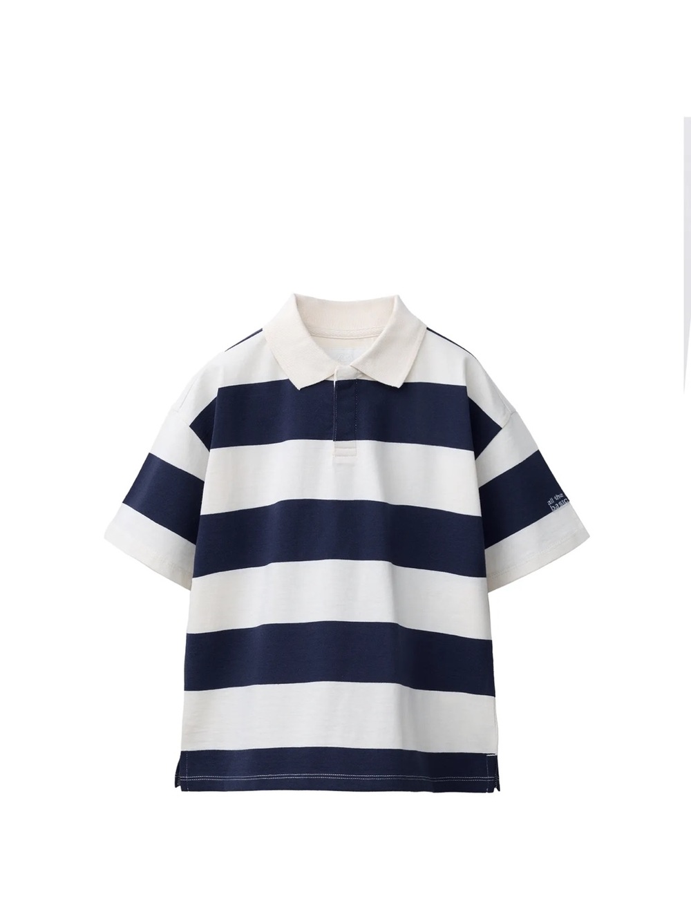 Zara Kids Striped Short Sleeve Polo Shirt - Navy and White
